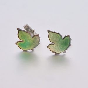 Vtg Maple Leaf Cufflinks Autumn Copper Tone Enamel